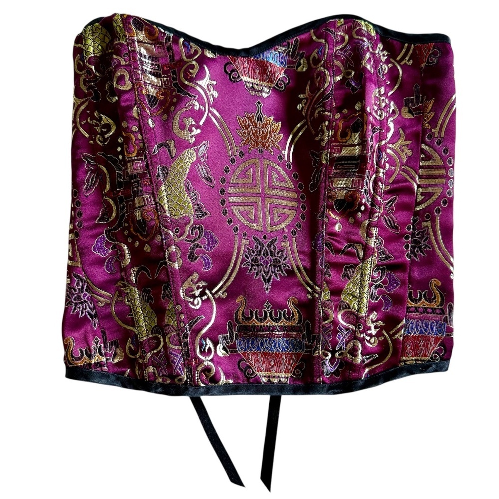 Fredrick's Of Hollywood Satin‎ Print Corset Top Size Small